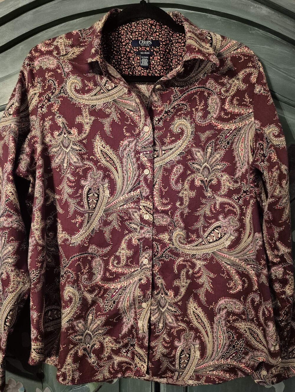 Chaps Women's Paisley Button-Up Shirt— Burgundy